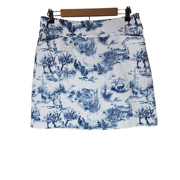 SWING CONTROL Blue White Farm Outdoors Print Sporty Active Golf Skort SZ 12 - Picture 1 of 9